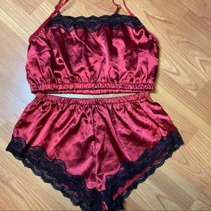 Lace trim lingerie set
